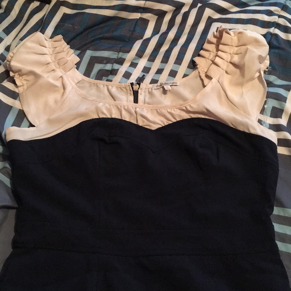 Navy and cream vintage style dress